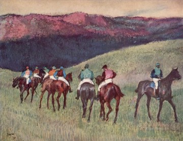 エドガー・ドガ Painting - 風景の中の競走馬 1894年 エドガー・ドガ